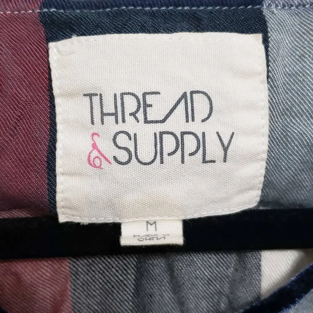 Thread & Supply Plaid Velvet Trim Peplum Top, sz M - Picture 4 of 8
